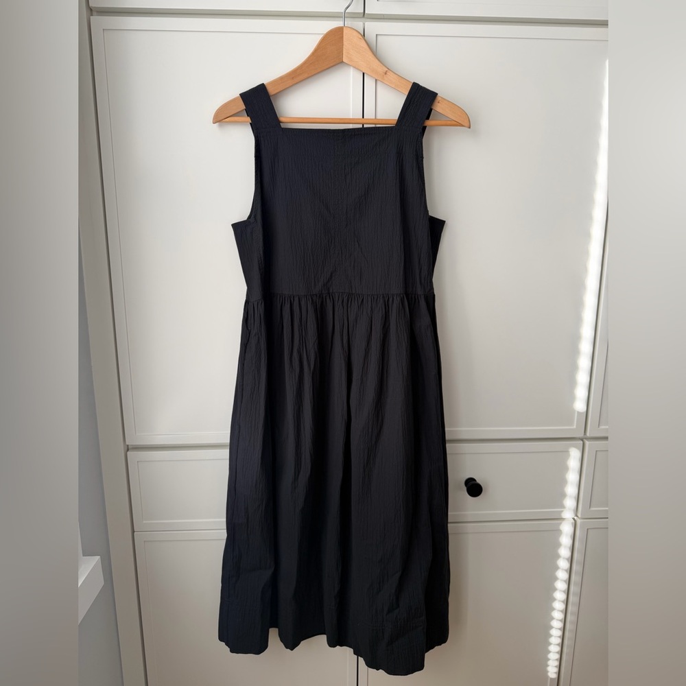 Everlane The Seersucker Black Midi Dress